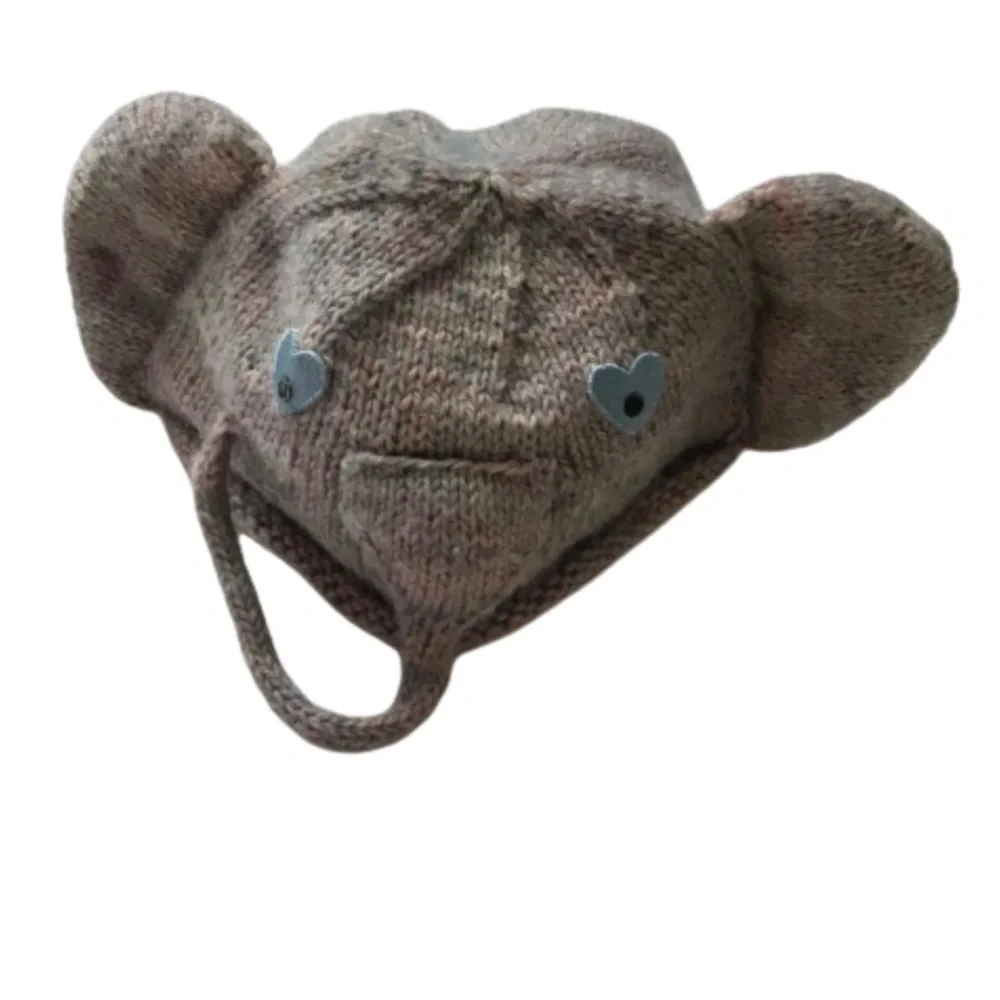 Elephant Hat Handmade Knit Youth Tan OS